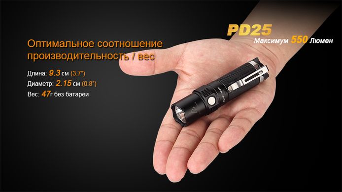 Фонарь ручной Fenix PD25 + 16340 USB